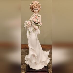 Florence Giuseppe Armani Scent of Roses Porcelain Lady Figurine with Pink Roses